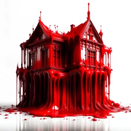 RED INK DRIPPING FORMING BUILDING LIKE STRUCTURES AND STREETS