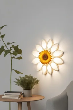 Wall lamp inspired by sunflower ,moder-minimalist style,khaki and white color scheme