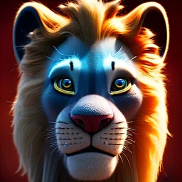 generate a 3d roaring lion king with crown in his heaad