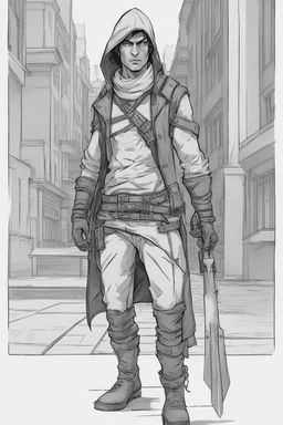 male human rogue adventurer in a city