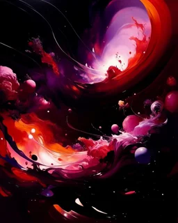 A dark magenta chaotic galaxy painted by John Singer Sargent