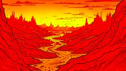 comic style, hell landscape