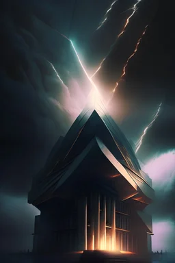 Amidst the interplay of trust and truth, a resplendent architectural structure stands as a beacon of light, illuminating both the darkness and the furious winds of change.
