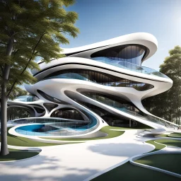 Dibujo arquitectónico de un parque infantil estilo Zaha Hadid