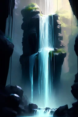 diorama waterfall, photorealistic, art by greg rutkowski, art by david mann, hypercube, 3d Design Vector Illustrations, by hazem taham, wet-erase marker, omnidimensional, volumetric lighting, smooth, anime,