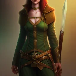 Halfling, woman, adventurer, green eyes, magic, Lilith, smooth, dagger