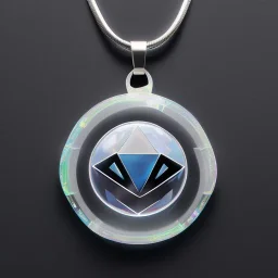 Clear polyester necklace with a pendant featuring a design inspired by a favorite video game character