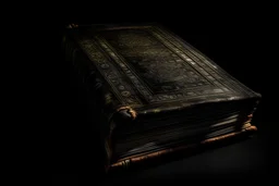 an old book against a black background