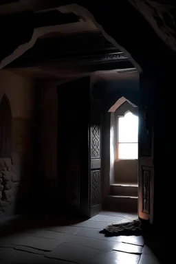 dark room inside Omani castle no windows , lock door Mystical Wise go Into Kirby
