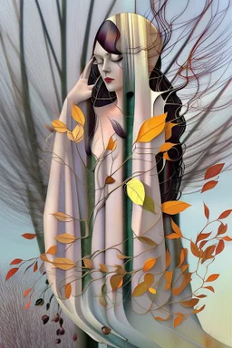 Streamline moderne woman windblown hair trees leaves carel weight Oxana dobrovolska catrin welz-stein andrea kowch andrea kurti art deco