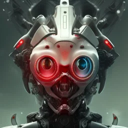 large red eyes with cyborg implant