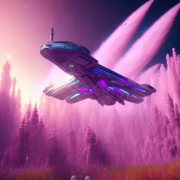 starship glitter alien pink and blue in a galactic ambiance, delicate colors in the foreground, full of details, smooth, light effect，vaporwave colorful, smooth, extremely sharp detail, finely tuned detail, ultra high definition, 8 k, unreal engine 5, ultra sharp focus