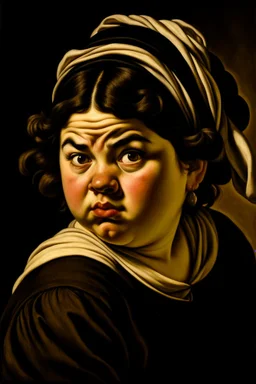 Portrait of a female dwarf, Caravaggio style