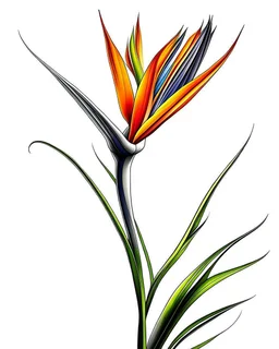 real massive only Bird of Paradise flower, coloring page, no leaves, full body (((((white background))))), only use an outline., real style, line art, white color, clean line art, white background, Sketch style