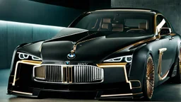 A (((bmw rolls royce))) featuring a luxurious interior, advanced technologies, and a sleek body kit designed by MANSORY, exuding an air of sophistication and power