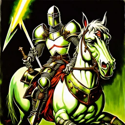 90's TCG art retro fantasy art of white knight