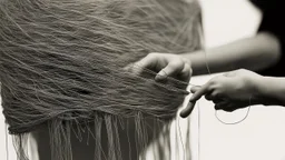 In the picture, a human hand is seen gripping the threads of a puppet. The hand is stark white, while the threads are dark black. The hand holds the threads firmly, suggesting control over the puppet. The puppet stands in the background, completely invisible. Only the black threads extending from the hand to the puppet are visible. This creates a sense of mystery and intrigue. The image is taken from a high angle, creating a dominant effect for the hand. This implies that the hand is powerful