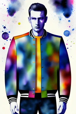 Wearing an abstract watercolor jacket