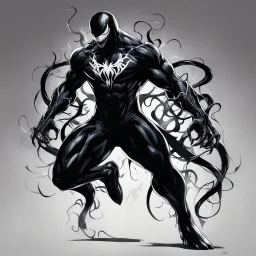 Arte digital de Venom, colores contrastantes, full body