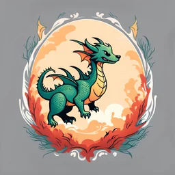 T-Shrit Design Create a captivating scene: A playful and adorable dragon taking center stage in the frame. Ensure the entire dog is visible with a subtle shadow defining the ground. Let the joy and charm of this sweet canine moment shine through your artistic lens.