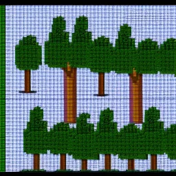 escena con seis arboles en pixel art