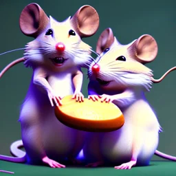 A small flurry mouse sitting on a large cat, the mouse is eating cheese cartoon, artstation, unreal engine, clipart