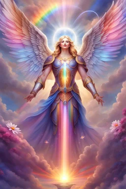 Beautiful angel, ufos, rainbows, beautiful colors gardens , flowers, cascades