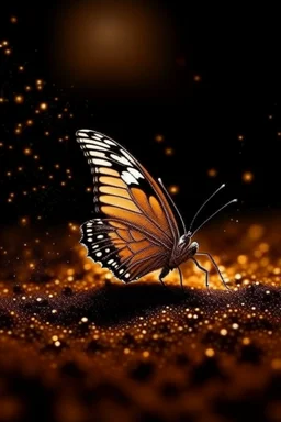 Luminous Light Brown butterfly and manure full of stars