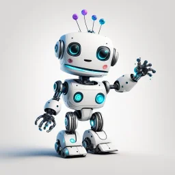 deep learning happy robot white background