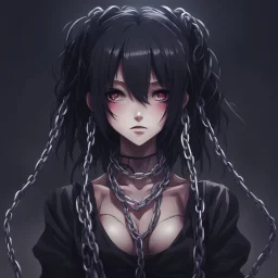 dark anime girl with a chains