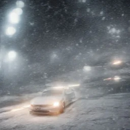 a photo of a car with a human face driving in a snow storm and screaming with pleasure, highly detailed, realistic, unreal engine, hyper realistic, 100 mm, f / 4, 8k, tyndall effect, cinematic, ultra wide angle