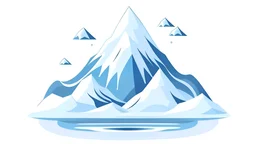 1 dimensional lonely snow mountain in icy sea drawn as a flat icon vector graphic