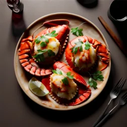 Ravioli with lobster claw dish, photo studio, realistic, renaissance style ,smooth, unreal engine 5, ray tracing, RTX, lumen lighting, ultra detail, volumetric lighting