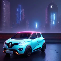 Renault Zoë, futuristic city, blue, lights