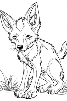 outline art for Dingo Pup coloring pages with sitch, white background, Sketch style, full body, only use outline, toddlers style, clean line art, white background, no shadows and clear and well outlined.