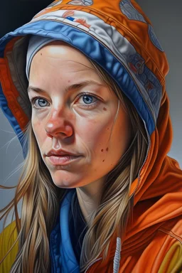 Hyperrealistic portraits of men and women with technic style clothing