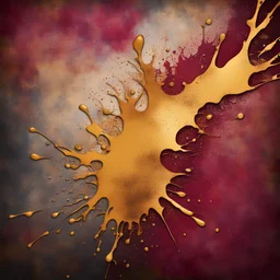 Hyper Realistic golden & maroon splashes multicolor grungy rustic texture with vignette effect