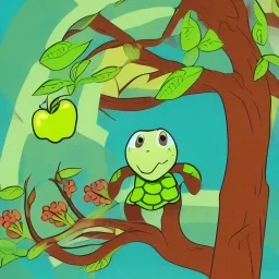 cartoon turtle and apple tree