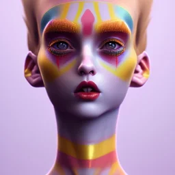 clown girl, smooth soft skin, symmetrical, soft lighting, detailed face, concept art, digital painting, looking into camera