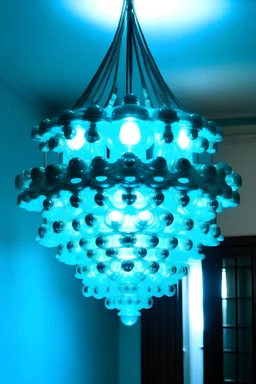 Ceiling lamp big chandelier in cyan