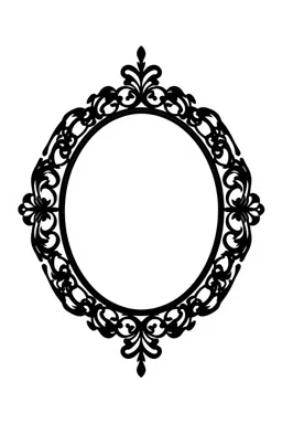 silhouette of an ornamental oval picture frame, black on white vector