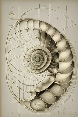 A drawing inspired by Fibonacci Sequence graph with defined details