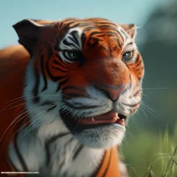 Tigor unreal 5, octane render,cinema4d, dynamic lighting, dramatic lighting, 4k, redshift render, highly detailed, hyper realistic, in space