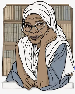 Outline art for coloring pages with Sojourner Truth, white background, sketch style, only use black outline, white background, no shadows and well and clear outline