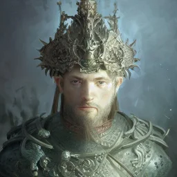 Insanely detailed photograph of an “portrait of an D&D fighter wearing a ivy colored medium armor”, intricate calvary hat, stern clear face and hyperdetailed painting by Ismail Inceoglu Huang Guangjian and Dan Witz CGSociety ZBrush Central fantasy art album cover art,8K, hdr, epic, mysterious, ominous, hands focused on a glowing D20, jewelry, motivated