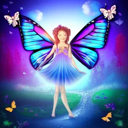 Butterfly fairy in a fantasy landscape