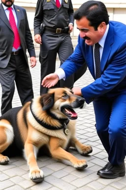 The head of the Syrian interim government in the body of a dog being dragged by a Turkish citizen.