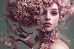 femme libre portrait, 8k resolution, flower head and body, beautiful