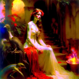 ((Masterpiece:1.2)(award-winning:1.1) caliber, professionally executed,utmost (precision and ultra-detail:1.3)techni-color , In the style of (ellen von unwerth:1.2, (Zdzisław Beksiński:0.5, John William Waterhouse,John Singer Sargent) in a desaturated, realistic, pop art style), glamor shot, 24-year-old Arab woman. Her long, curly black hair cascades down her shoulders, framing her face and her large, blank eyes. Her petite body,barbie aesthetic, portrait taken at Glamour Shots, 1988 captivating