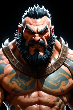 Fantasy style Goliath with face tattoos